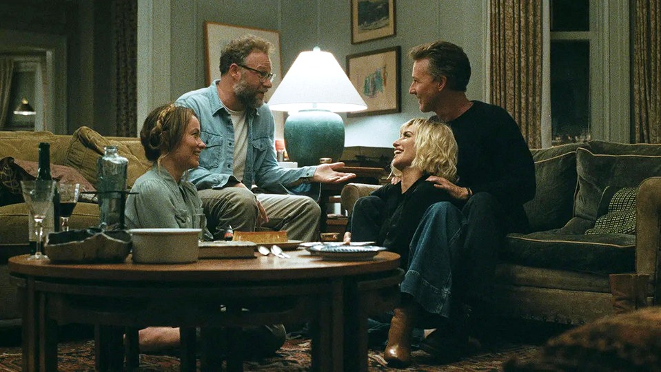 Angela (Olivia Wilde) und Joe (Seth Rogen) mit Pina (Penélope Cruz) und Hawk (Edward Norton)