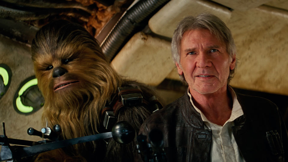 Chewbacca (Peter Mayhew) und Han Solo (Harrison Ford) sind ebenfalls wieder mit dabei 