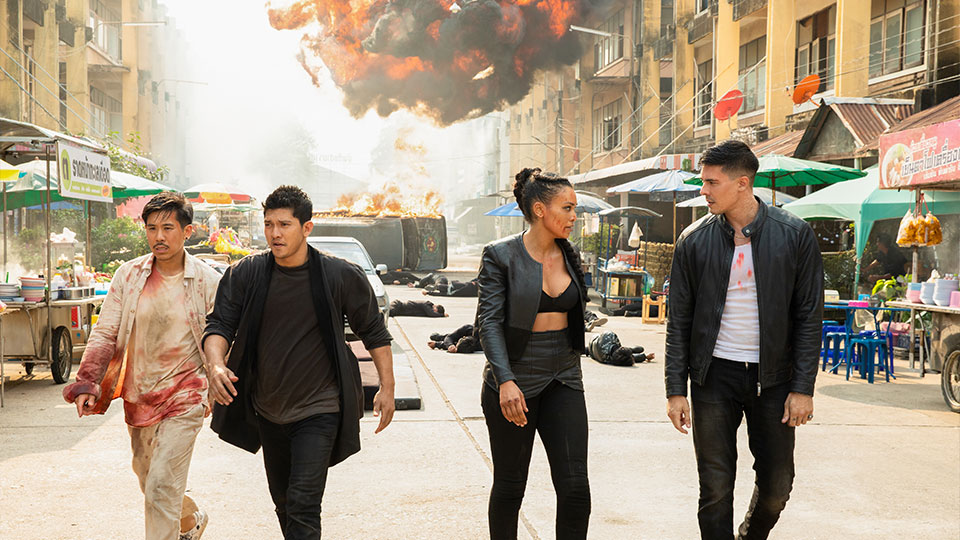 Lu Xin (Lewis Tan), Kai (Iko Uwais), Zama (Pearl Thusi) und Tommy (Lawrence Kao)